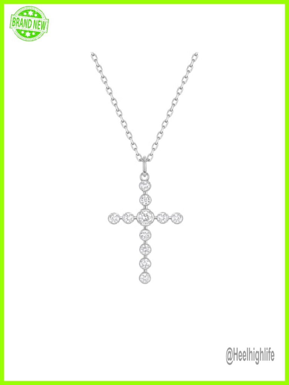 Lab Grown Diamond Cross Necklace 1 Ct S925 Sterling Silver 14K Gold Plated